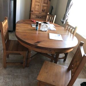 Solid oak kitchen table with chairs.